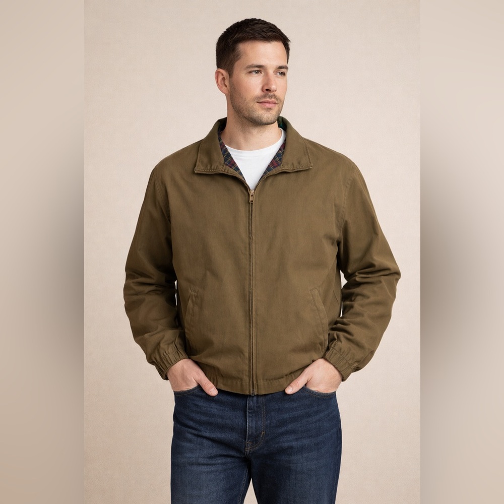 Daniel Cremieux Olive Green Zip Jacket Plaid Lined Men’s M
